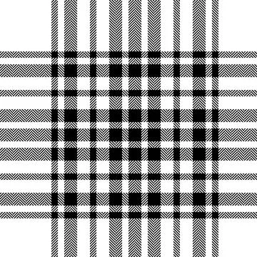 Plaid check pattern black white. Seamless fabric texture. Tartan textile prin Illustrazione stock