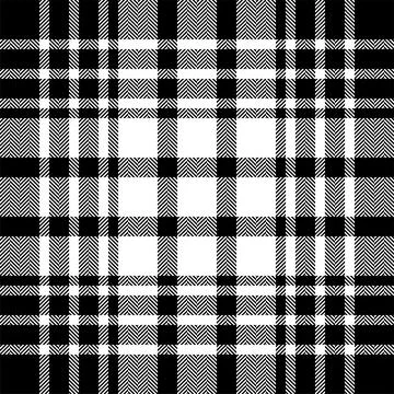 Plaid check pattern black white. Seamless fabric texture. Tartan textile prin Stock Illustration
