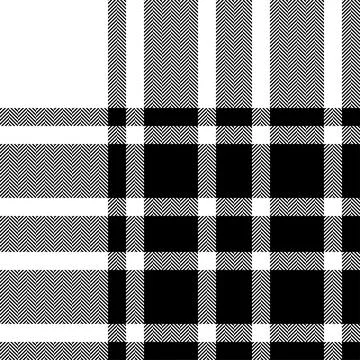 Plaid check pattern black white. Seamless fabric texture. Tartan textile prin 스톡 일러스트