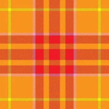 Plaid check pattern in orange and red colors. Seamless fabric texture. Tartan Stock Illustration