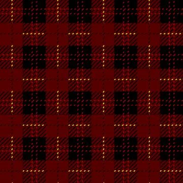 Plaid check pattern in red, black and white. Seamless fabric texture. 스톡 일러스트