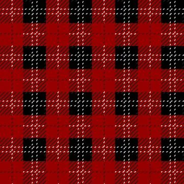 Plaid check pattern in red, black and white. Seamless fabric texture. Illustrazione stock
