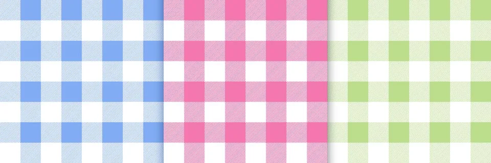Plaid checkered gingham pattern set. Geometric pattern strip plaid background. Illustrazione stock