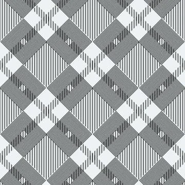 Plaid checkered tartan seamless pattern in black and white colors. Vector Illustrazione stock