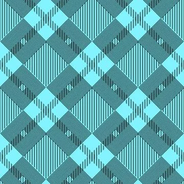 Plaid checkered tartan seamless pattern in black and blue colors. Vector Stock Illustration