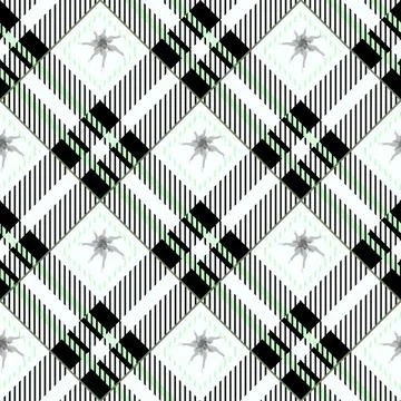 Plaid checkered tartan seamless pattern in green, black and white colors. V.. Stock Illustration