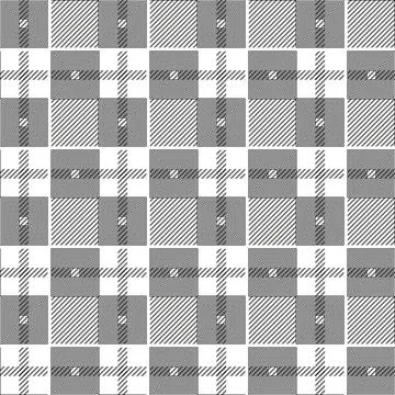 Plaid checkered tartan seamless pattern in black and white colors. Vector Stock Illustration