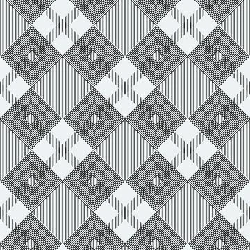 Plaid checkered tartan seamless pattern in black and white colors. Vector Stock Illustration