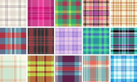 Plaid collection capturing modern aesthetics for digital backgrounds and wa.. Stock Illustration