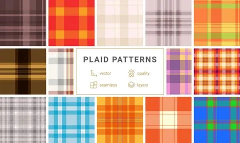 Plaid collection created for digital ads. Coordinated tartan repeats bring .. Stock Illustration