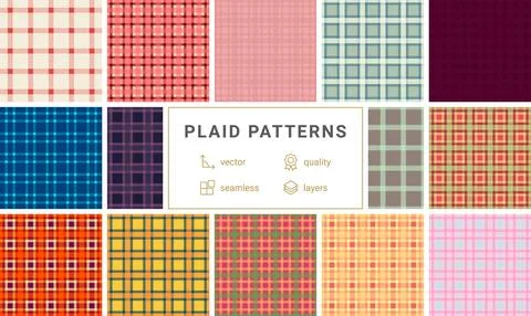 Plaid collection designed for blankets and throws. Cozy tartan textures suit  Иллюстрация