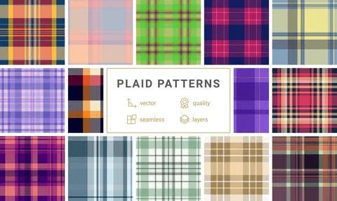 Plaid collection designed for creative spring crafts. The pack works for gree Stock Illustration