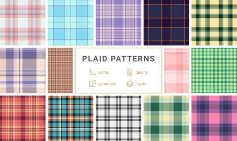 Plaid collection designed for printable DIY materials. Tartan backgrounds enh Stock Illustration