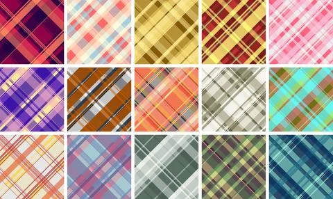 Plaid collection designed for printable Valentines and Womens Day materials.  Stock Illustration
