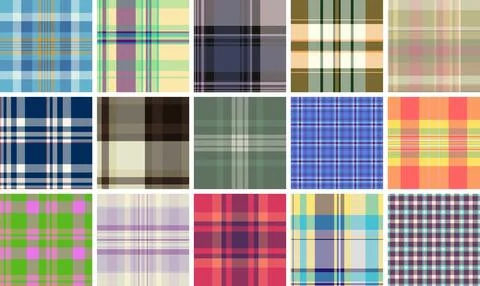 Plaid collection designed for website hero sections. Tartan textures create s Stock Illustration