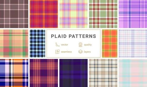 Plaid collection ideal for jackets and coats. Vector tartan patterns enhance  Stock Illustration