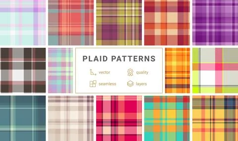 Plaid collection ideal for jackets and coats. Vector tartan patterns enhanc.. Stock Illustration