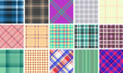 Plaid collection ideal for table runners. Tartan designs elevate seasonal dec Stock Illustration