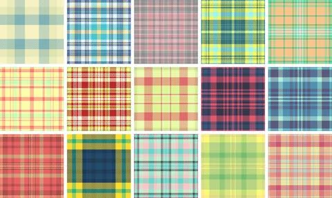 Plaid collection ideal for website hero images. Seamless repeats create depth 库存插图