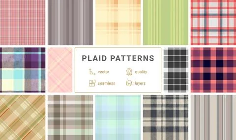 Plaid collection for modern wallpaper design and trendy background projects.. Stock Illustration