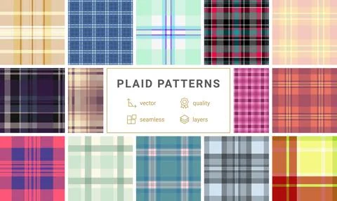 Plaid collection optimized for spring interiors and decor. The pack works f.. 스톡 일러스트