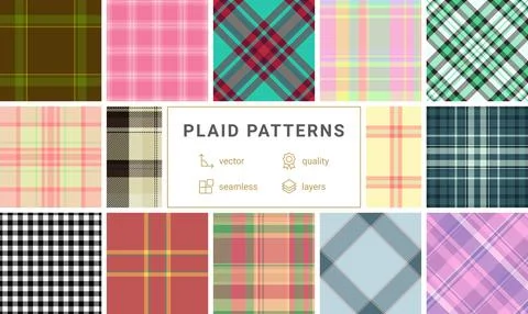A plaid collection with rustic checks and gingham patterns, great for textile Stock Illustration