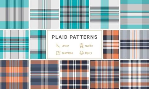 A plaid collection with rustic checks and gingham patterns, great for textile Stock Illustration