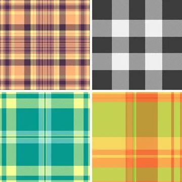Plaid collection for spring branding. The pack unifies patterns across produc Stock Illustration