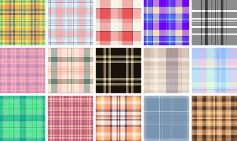 Plaid collection for stocking stuffers and accessories. Seamless vectors cr.. Stock Illustration