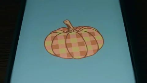 Plaid Fall Pumpkin illustration, presentation Video stock 310056884