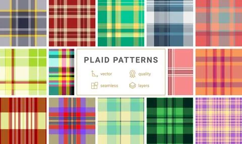 Plaid pack for app interface elements. Vector tartan textures bring style and イラスト素材