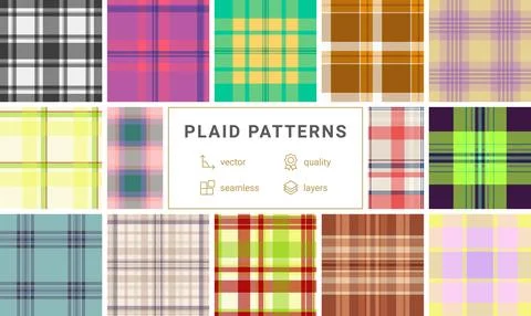 Plaid pack for app interface elements. Vector tartan textures bring style a.. Stock Illustration