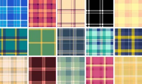 Plaid pack created for bullet journal covers. Coordinated tartan patterns bri Stock Illustration
