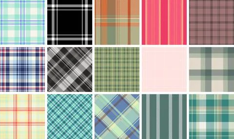 Plaid pack created for commercial winter designers. Ready-to-use tartan patte Stock Illustration