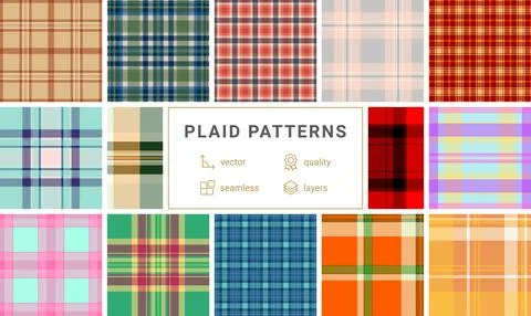 Plaid pack created for pillows and bolsters. Tartan designs bring warm, cozy  Stock Illustration
