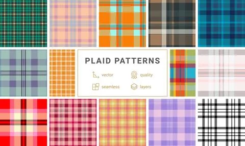 Plaid pack designed for cozy home e-commerce. Ready-to-use tartan patterns bo Stock Illustration
