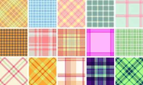 Plaid pack designed for e-commerce mockups. Vector tartan backgrounds enhance Illustrazione stock