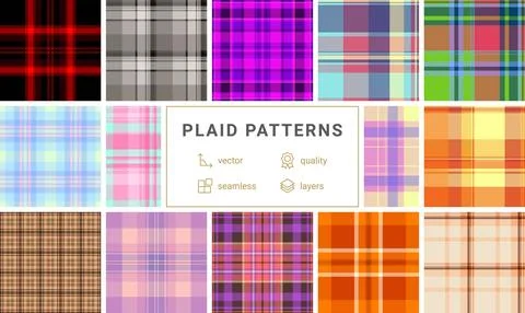 Plaid pack designed for e-commerce mockups. Vector tartan backgrounds enhance Stock Illustration