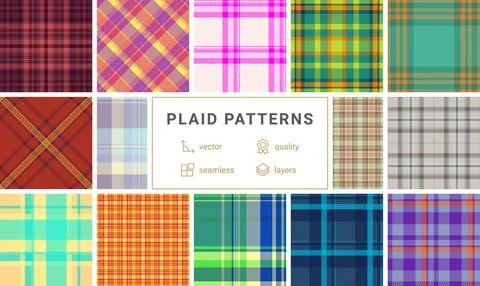 Plaid pack designed for mobile wallpapers. Coordinated tartan patterns fit sc Stock Illustration