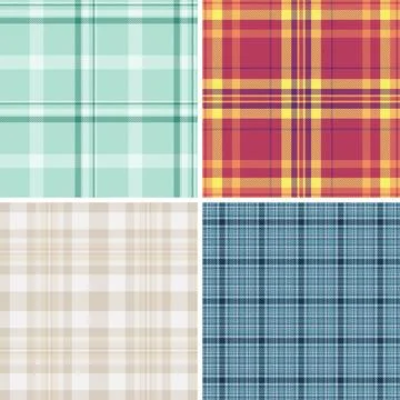 Plaid pack designed for Scottish clan-themed projects. Seamless patterns idea 스톡 일러스트
