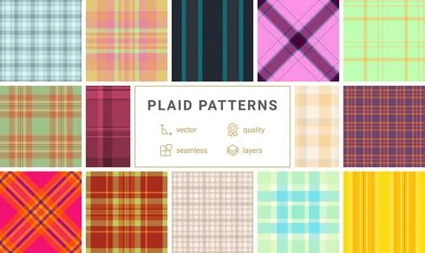 Plaid pack designed for USA-inspired casual fashion. Seamless buffalo check.. Stock Illustration