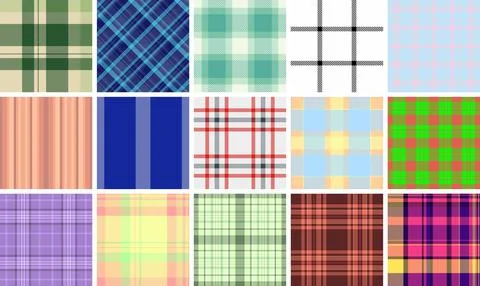 Plaid pack developed for branding refresh. Craft tartan designs add charm a.. Stock Illustration
