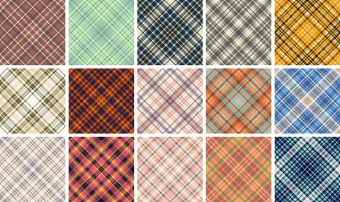 Plaid pack developed for branding refresh. Home textiles tartan designs add w Stock Illustration