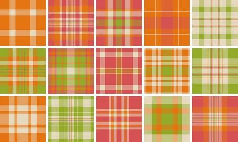Plaid pack developed for branding refresh. Home textiles tartan designs add w Stock Illustration
