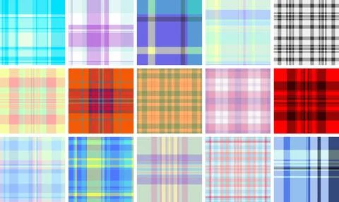 Plaid pack for layered interior styling. Multiple tartan patterns create va.. Stock Illustration