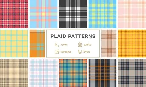 Plaid pack for old-style print and textile projects. Traditional patterns r.. Stock Illustration