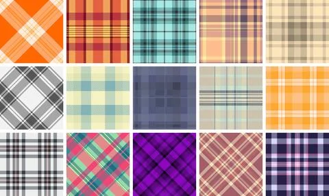 Plaid pack perfect for handkerchiefs. Versatile tartan patterns enhance sma.. Stock Illustration