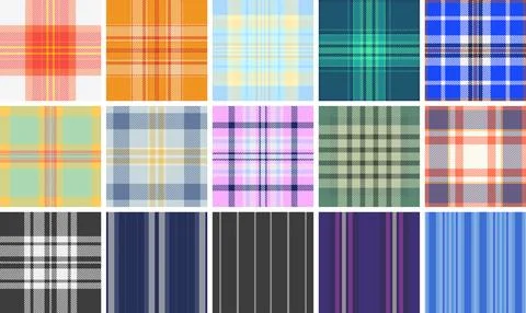 Plaid pack perfect for table settings and runners. Seamless repeats elevate t Stock Illustration