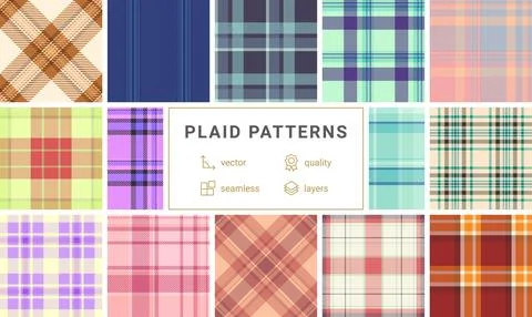 Plaid pack perfect for table settings and runners. Seamless repeats elevate.. Stock Illustration