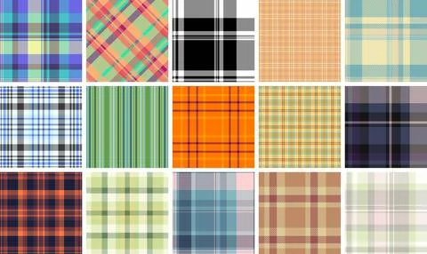 Plaid pack perfect for women's versatile clothing. Vector tartan repeats suit Stock Illustration